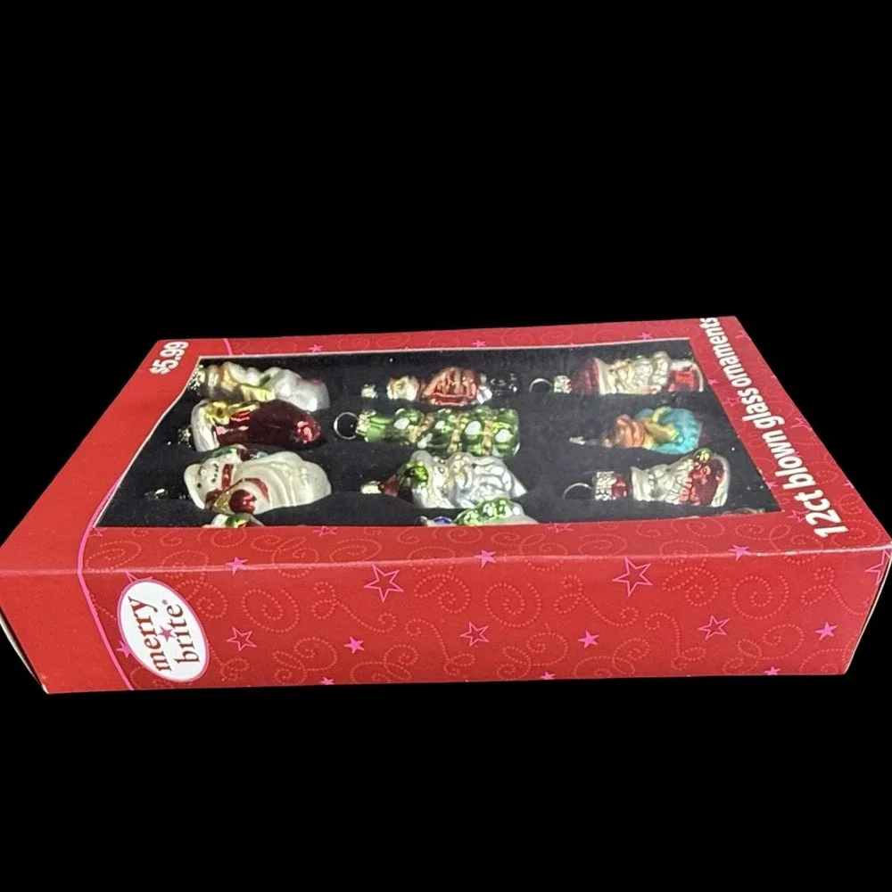 VTG‎ MerryBrite CHRISTMAS FIGURAL ORNAMENTS (12ct) HandBlown - 2.5